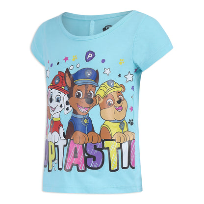 Nickelodeon Paw Patrol Girls Short Sleeve T-Shirt for Toddler and Little Kids - Grey/Pink/White/Blue