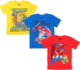 Hasbro Transformers Boys 3 Pack Short Sleeve T-Shirts for Little Kids – Blue/Yellow/Red