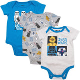 Star Wars Boys’ 3 Pack Bodysuit for Newborn – Grey/White or Blue/Grey