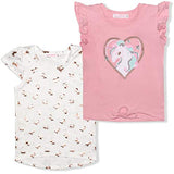 Young Hearts Girls’ 2 Pack T-Shirts for Toddler, Little and Big Kids – Pink/White or Pink