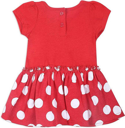 Disney Minnie Mouse Girls’ 2 Pack Dresses with a Bow for Newborn and Infant –  Red