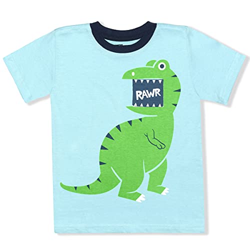 10 Threads Boy's Dinosaur Crewneck Short Sleeve Tee Shirt, Dino Graphic Print