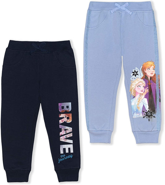 Disney Frozen Elsa and Anna Girls’ 2 Pack Jogger for Toddler and Little Kids – Blue/Navy