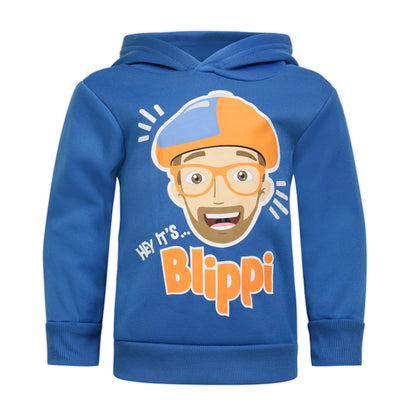 Blippi Boys’ Hoodie and Jogger Pants Set for Toddlers and Little Kids – Blue/Grey