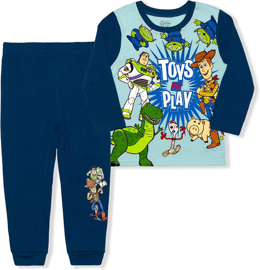 Disney Toy Story Boys’ Buzz Lightyear, Woody and Aliens Long Sleeve Shirt and Jogger for Toddler and Little Boys