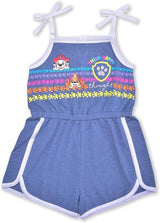 Nickelodeon Paw Patrol Skye, Chase, Marshall and Rubble Girls 2 Pack Sleeveless Romper Shorts for Toddlers