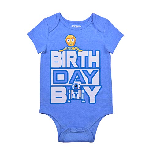 Star Wars Baby Boys C-3PO and R2D2 Bodysuit for Infant - Blue