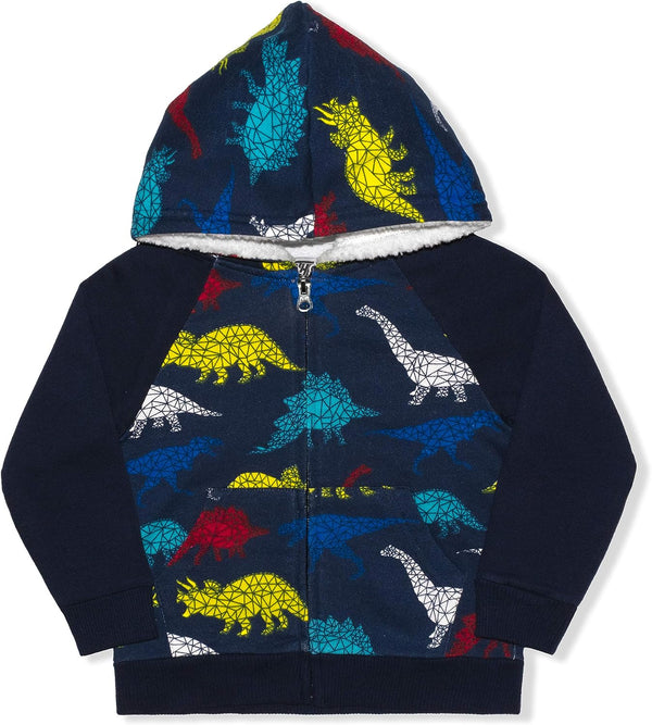 10 Threads Dino Boys? Zip Up Hoodie for Toddler ? Navy/Blue or Grey/Black