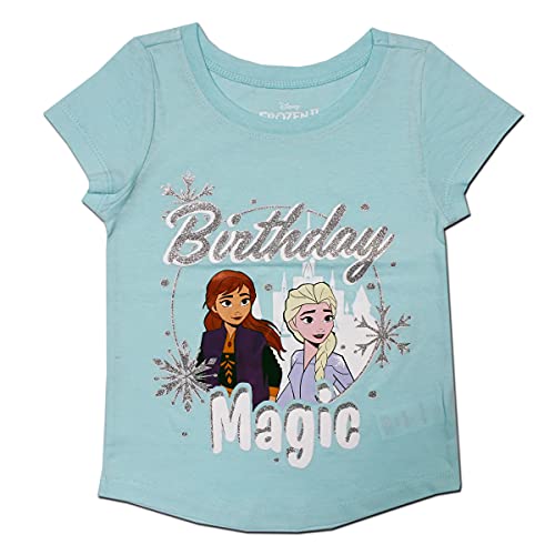 Disney Girl's Frozen 2 Birthday Magic Blouse Tee Shirt, Queen Elsa and Princess Anna