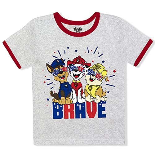 Nickelodeon Paw Patrol Chase, Marshall and Rubble Boys' T-Shirt for Toddler and Little Kids – Grey/Red