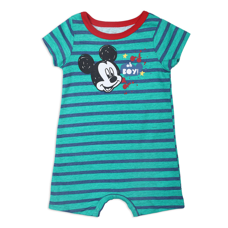 Disney Mickey Mouse Boys’ Short Sleeve Rompers 3 Pack for Newborn and Infant – Blue/Red