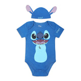 Disney Lilo and Stitch Baby Boys’ Bodysuit Costume and Cap for Newborn and Infant – Blue