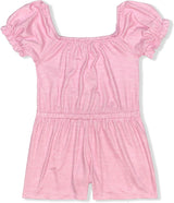 Young Hearts Girls? 2 Pack Rompers and Scrunchie for Toddler and Little Kids ? Pink/White