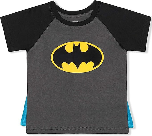 WARNER BROS Boy's Raglan Superman Tee with Detachable Superhero Cape Dark Gray, Size 4T