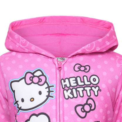 Hello Kitty Girls Zip Up Hoodie for Infant, Toddler and Big Kids – Pink