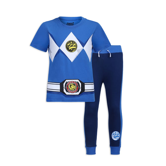 Hasbro Power Rangers Boys Short Sleeve Shirt and Joggers Set for Little Kids ? Black/Red or Blue/Navy