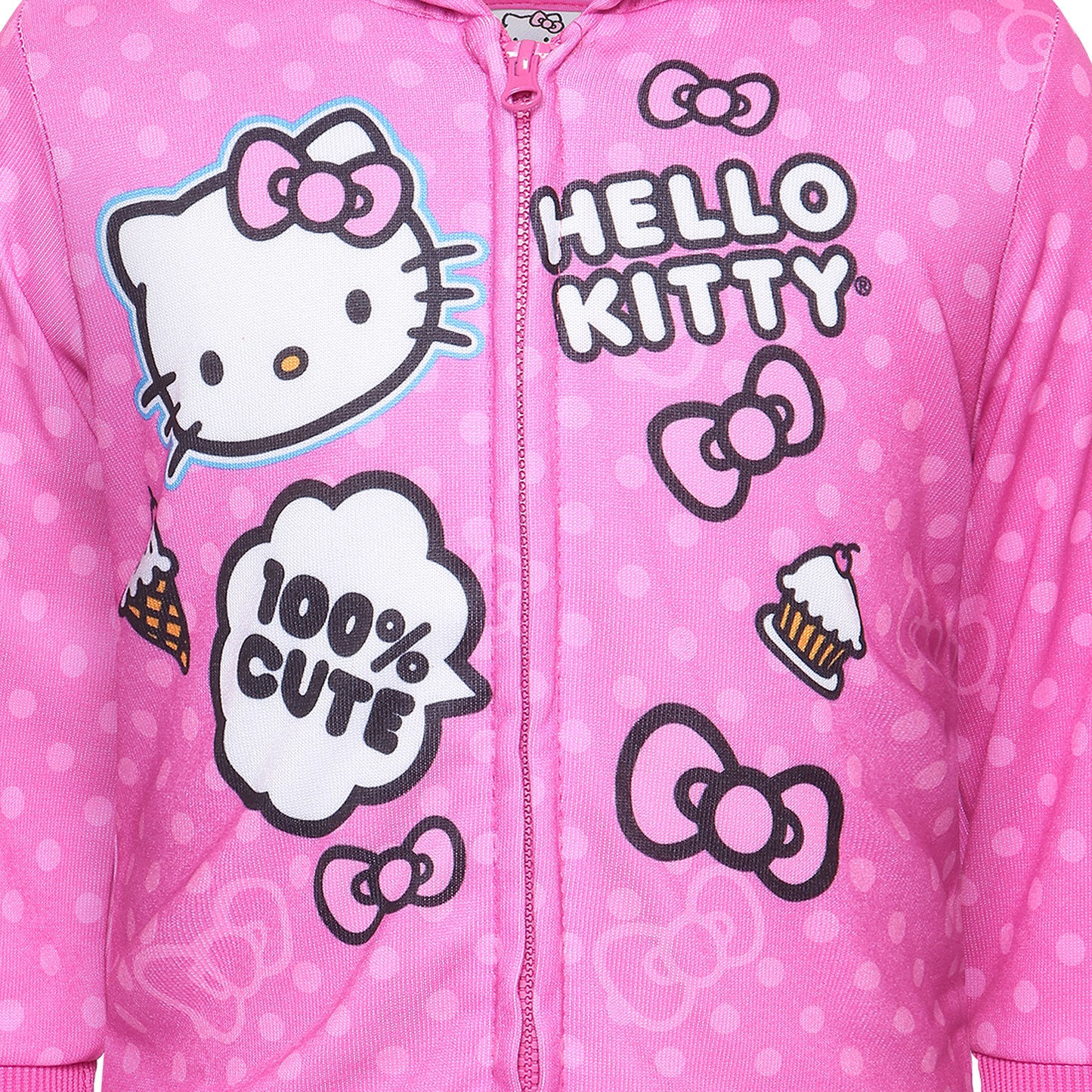 Hello Kitty Girls Zip Up Hoodie for Infant, Toddler and Big Kids – Pink