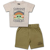 Star Wars Baby Yoda Boys’ T-Shirt and Short Set for Toddler and Little Kids – Green/Grey