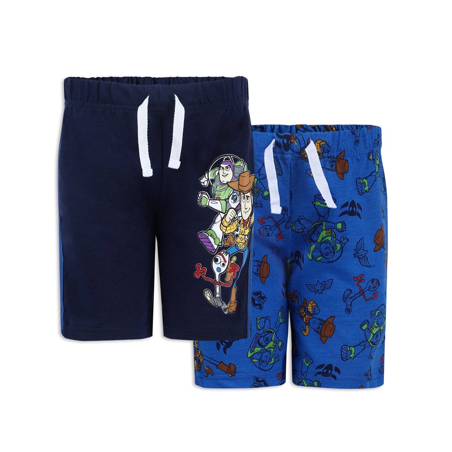 Disney Toy Story Woody, Buzz Lightyear and Forky Boys’ 2 Pack Shorts for Toddlers and Little Kids – Blue/Navy