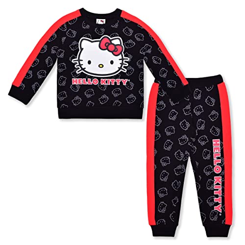 Hello Kitty Plush Girl 2 Piece Sweater Top and Jogger Set Black