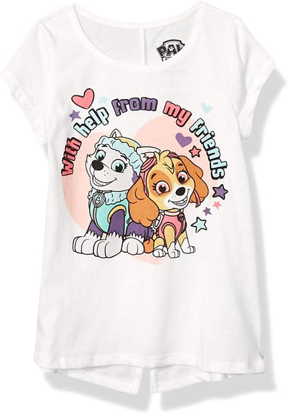 Nickelodeon Paw Patrol Girls Short Sleeve T-Shirt for Toddler and Little Kids - Grey/Pink/White/Blue