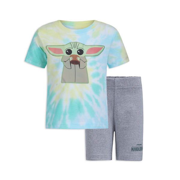 Star Wars Baby Yoda Boys’ T-Shirt and Short Set for Toddler and Little Kids – Multicolor