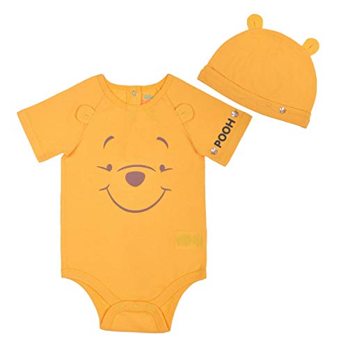 Disney Winnie The Pooh and Tigger Boys’ Costume Bodysuit and Cap for Newborn and Infant – Yellow or Orange