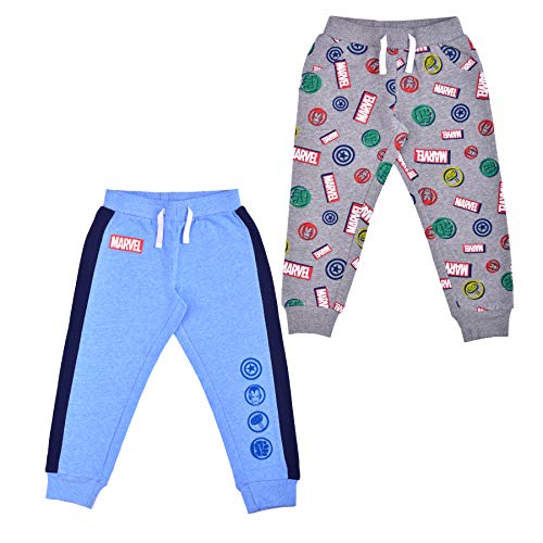 Marvel Avengers Boys Captain America, Hulk, Thor and Iron Man Jogger Sweatpants for Toddlers and Little Kids – Blue/Grey