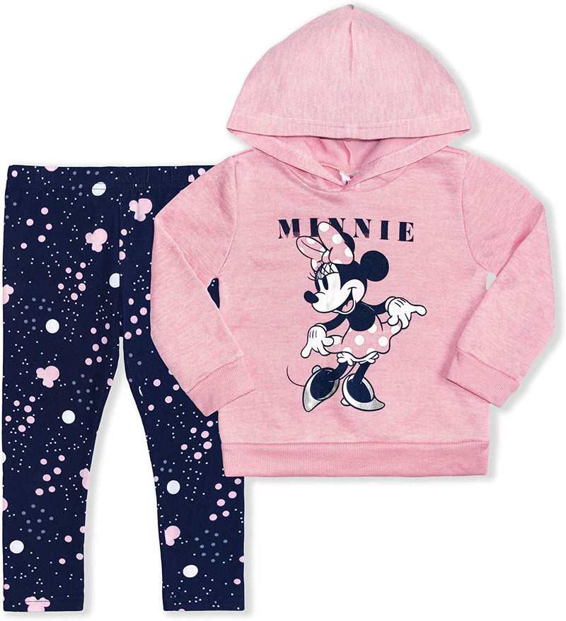 Disney Minnie Mouse Girls’ Hoodie and Legging Set for Toddler and Little Kids– Pink/Navy