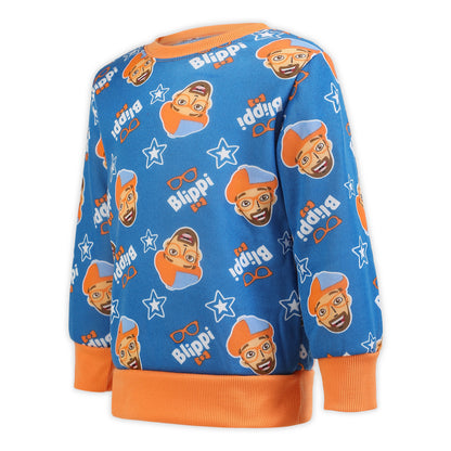 Blippi Boys’ Long Sleeve T-Shirt and Jogger Set for Toddler and Little Kids – Blue