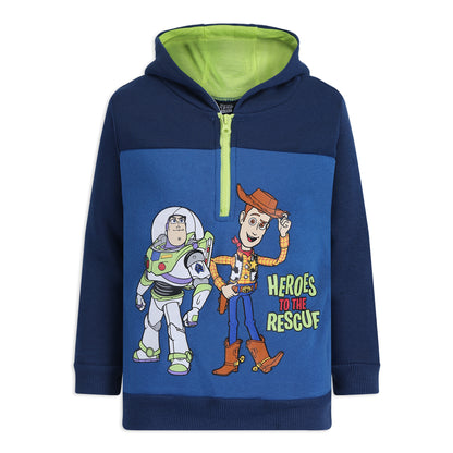 Disney Toy Story Boys Half Zip Up Hoodie for Toddler and Little Kids – Blue/Navy