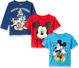 Disney Mickey Mouse and Friends Boys’ 3 Pack Shirts for Infant and Toddler – Blue/Red/Navy