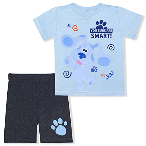 Nickelodeon Blue’s Clues & You Boys’ Short Sleeve T-Shirt and Shorts Set for Toddler – Grey/Blue