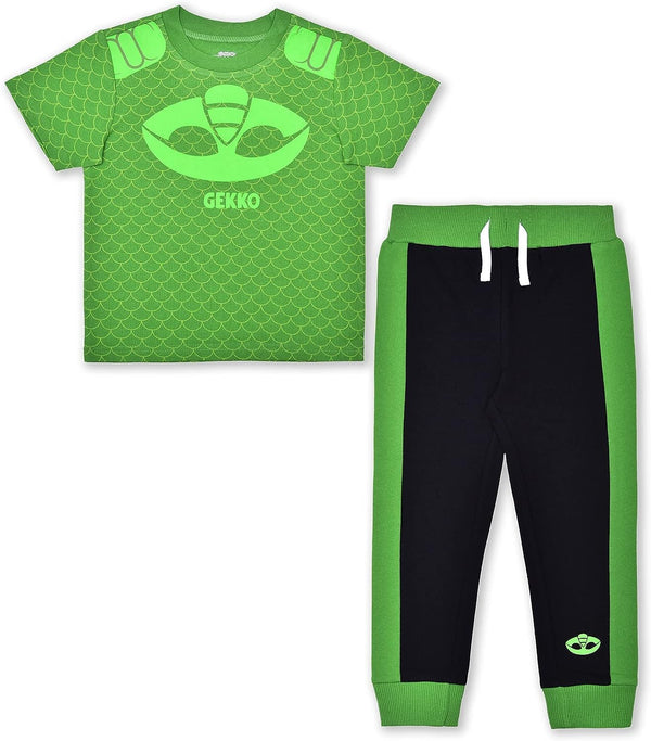 PJ Masks Catboy or Gekko Boys? T-Shirt and Jogger Set for Toddler and Little Kids ? Blue/Navy or Green/Black