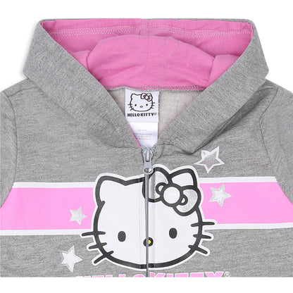 Hello Kitty Girls’ Zip Up Hoodie and Jogger Set for Infant, Toddler, Little and Big Kids – Grey