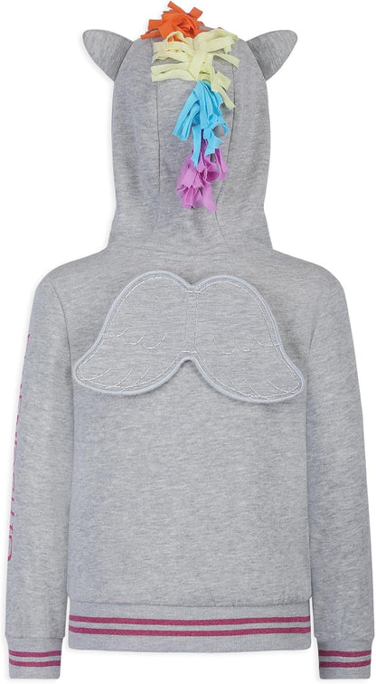 My Little Pony Rainbow Dash, Twilight Sparkle and Pinkie Pie Girls Zip Up Hoodie for Toddlers and Big Kids - Grey