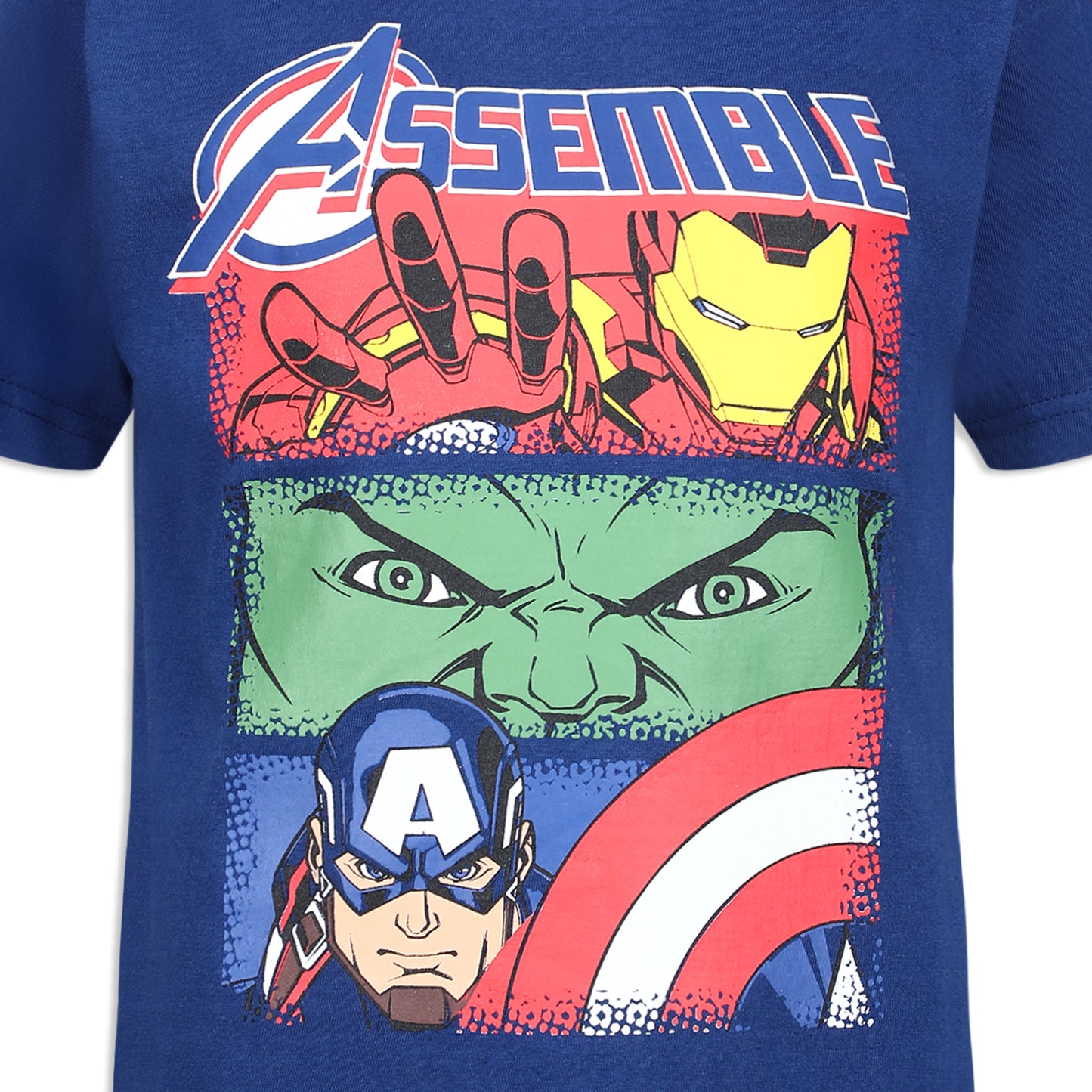 Marvel Avengers Captain America, Hulk and Iron Man Boys’ 4 Pack T-Shirt for Toddler and Little Kids - Navy/Blue/Green/Red