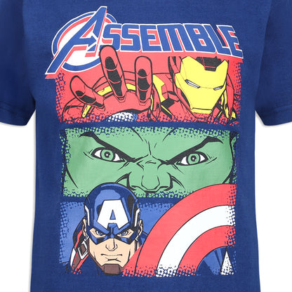Marvel Avengers Captain America, Hulk and Iron Man Boys’ 4 Pack T-Shirt for Toddler and Little Kids - Navy/Blue/Green/Red