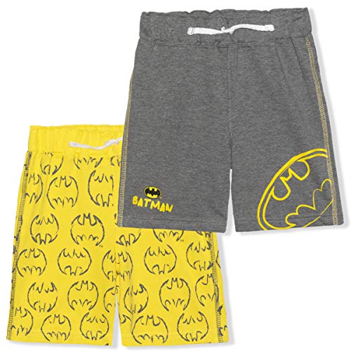 DC Comics Batman Boys 2 Pack Shorts with Drawstring for Toddlers and Little Kids – Yellow/Grey