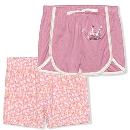 Young Hearts Girls’ 2 Pack Shorts for Toddler, Little and Big Kids – Yellow/Grey Green/White or Pink