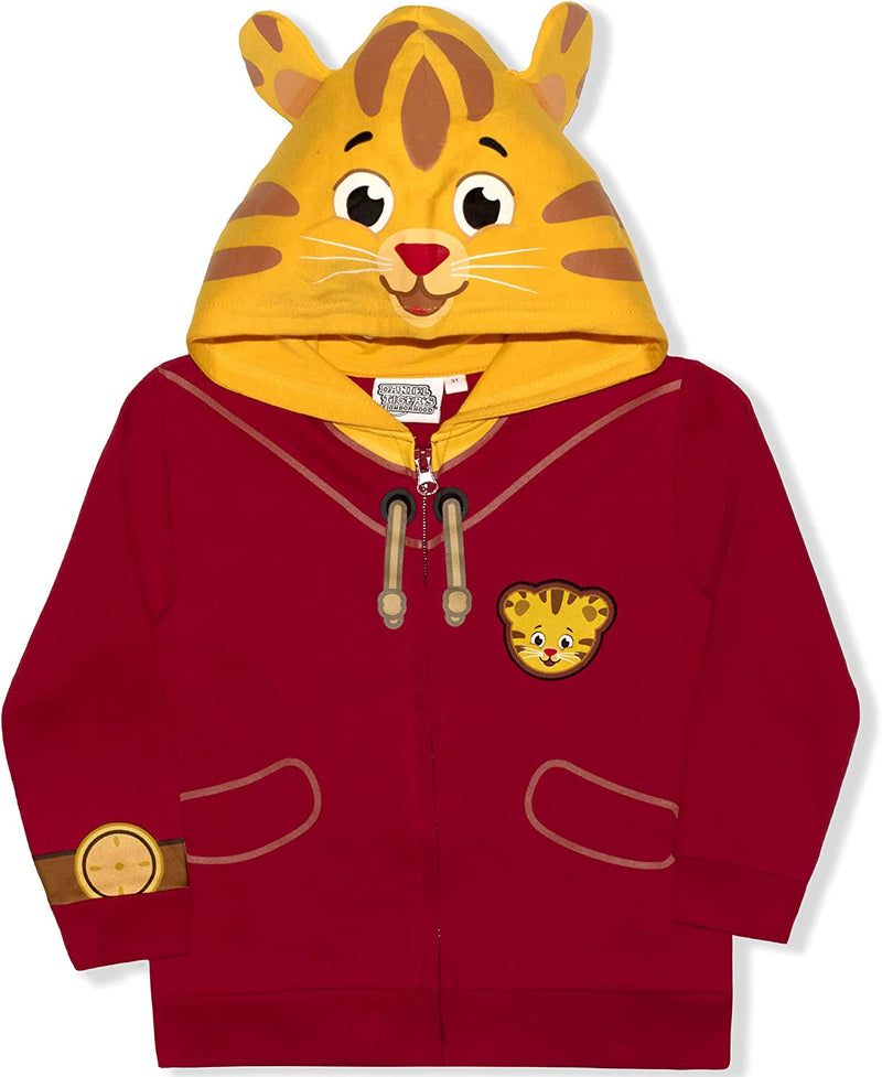 Fred Rogers Company Daniel Tiger Boys’ Zip Up Hooded Sweatshirt for Toddler – Red/Yellow