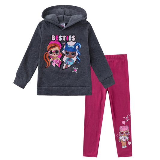 L.O.L. Surprise! Dolls Girls’ Hoodie and Legging Set for Little and Big Kids – Pink/Grey