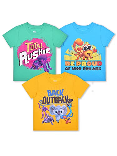 Back to the Outback Girls’ 3 Pack T-Shirt for Toddler and Little Kids – Blue/Yellow/Aqua