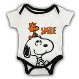 Peanuts’ Snoopy Baby’s Short Sleeve Bodysuit bodysuit, Unisex Design, White Creeper