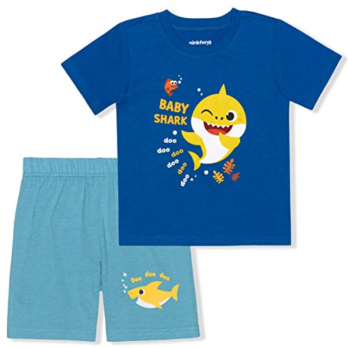 Nickelodeon Baby Shark Boys’ Short Sleeve T-Shirt and Shorts Set for Toddler – Blue