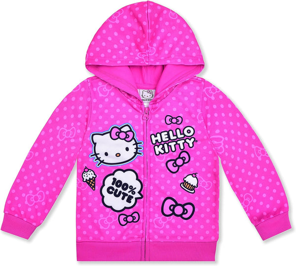 Hello Kitty Girls Zip Up Hoodie for Infant, Toddler and Big Kids ? Pink