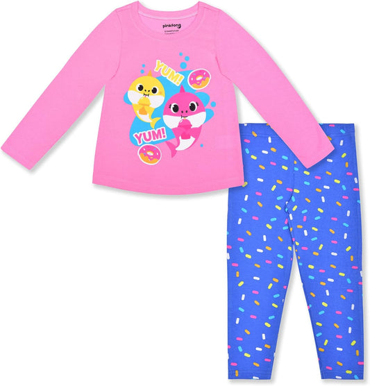 Nickelodeon Baby Shark Girls? Long Sleeve Shirt and Legging Set for Infant and Toddler ? Pink/Blue