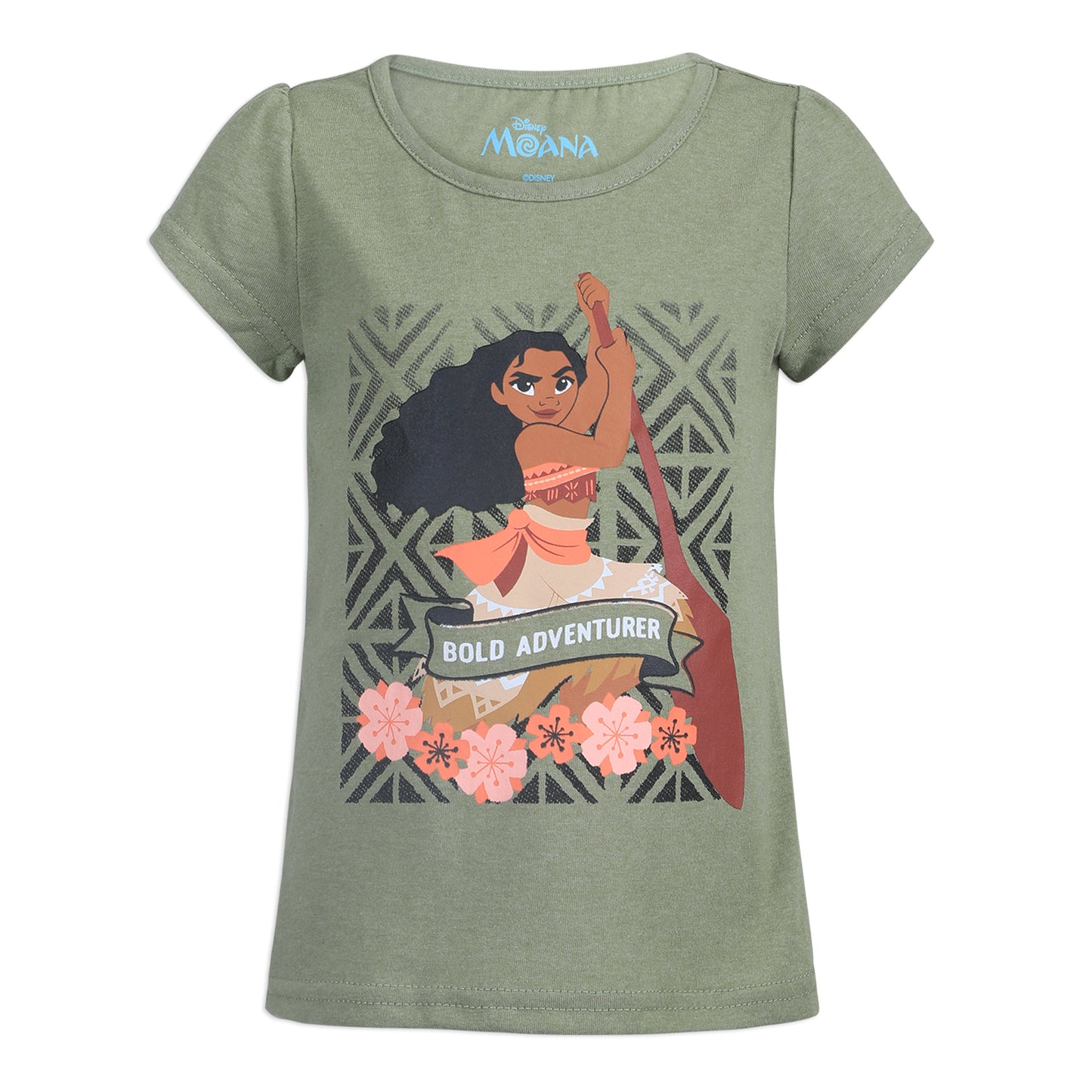 Disney Moana Girls 3 Pack T-Shirts for Toddler, Little and Big Girls - Green/Grey/White