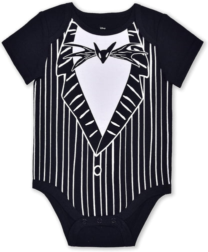 Disney Nightmare Before Christmas Boys Short Sleeve Bodysuit with Cap Set for Baby and Infant ? Black/White