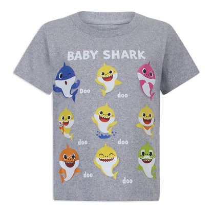 Nickelodeon Baby Shark T-Shirt and Short Set for Toddler Boys – Blue/Black or Grey/Blue or Grey/Orange or Grey/Black